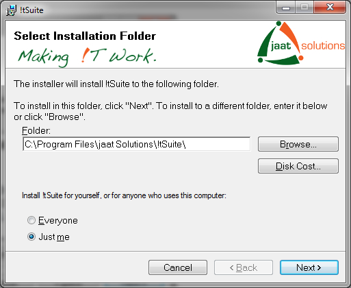!tSuite select installation folder